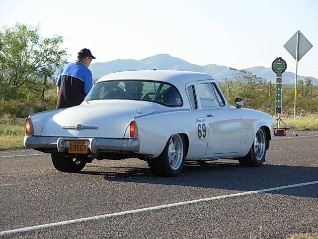 Tom Vester and Russell Roach in the '53 Stude waiting for the light