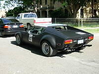 Michael's '74 at the car Show with the DeTomaso Flag