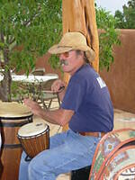 They had a band for the Welcome Party in Marathon.  The drummer gave us his seat so we could get out of the rain.