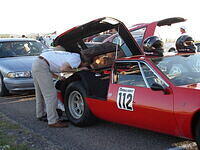 Michael Frazier working on the fuel pump at the leg 1 starting grid