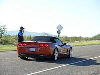 Dr. and Trish Chandler ready to take off in their '05 Corvette